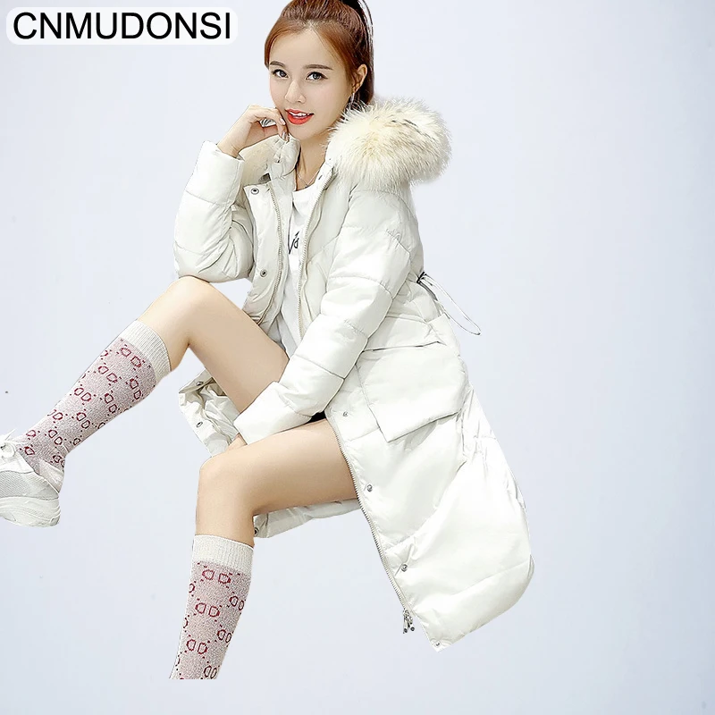 Winter Women Thicker Jacket 2018 Fashion Large Size Outerwear Hooded Fur Collar Female Down Cotton Coat Medium Long Warm Parkas | Женская
