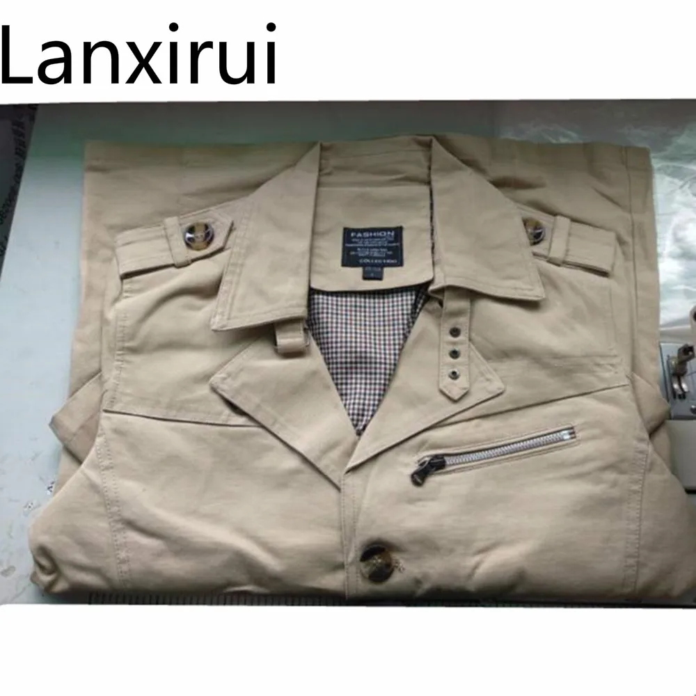 Модные Для мужчин высококлассные зимой Slim Fit Повседневное Тренч/мужской Однотонная одежда натуральный хлопок Длинные куртки