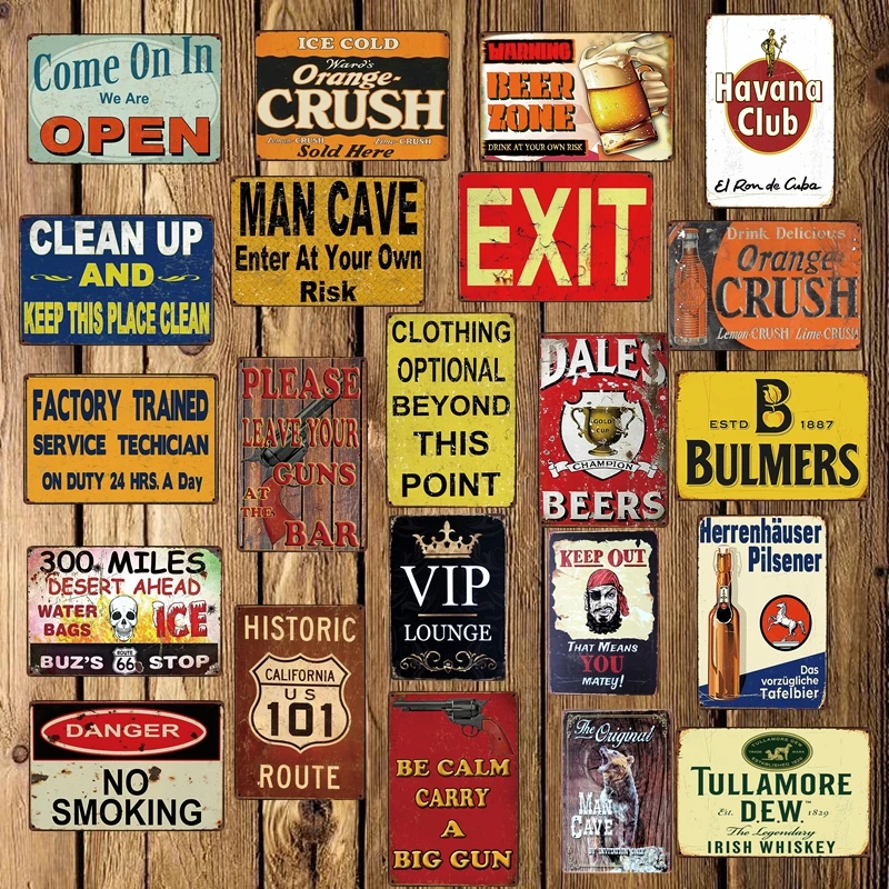 

[ DecorMan ] HAVANA BEER MAN CAVE EXIT OPEN VIP NO Smoking Metal Tin Signs Custom wholesale Iron Paintings Bar PUB Decor LT-1720