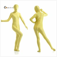 2018 free shipping adult full body spandex lycra zentai suit yellow tight suits pure color halloween party unitard customize
