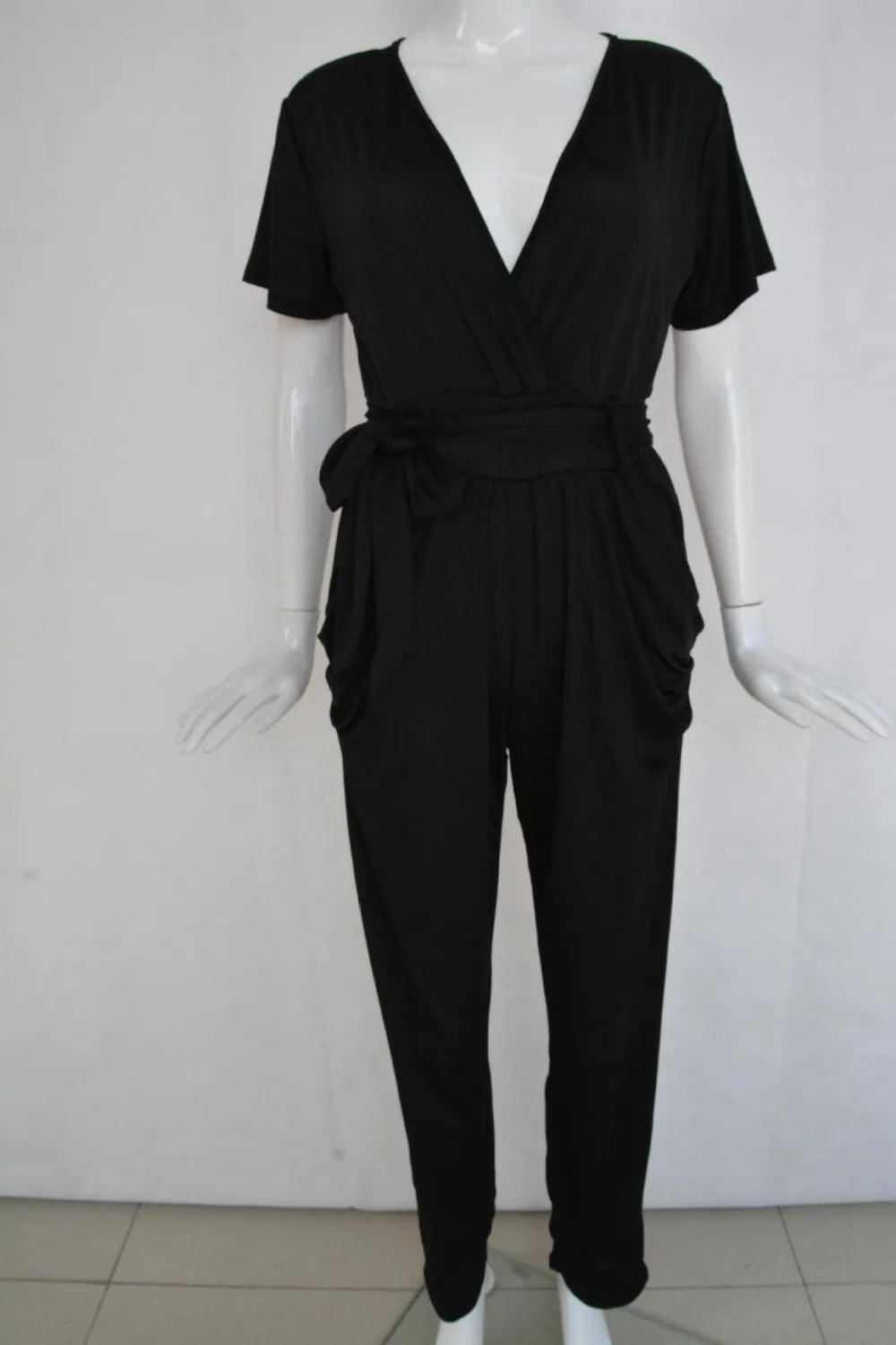 Летняя мода с коротким рукавом Большие размеры Длинные Комбинезон v образным