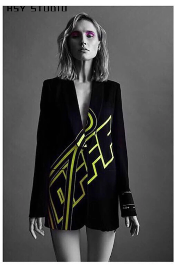 【HSY stuo】 2019 Осенняя Новая модная женская шаль блейзер с лацканами куртка