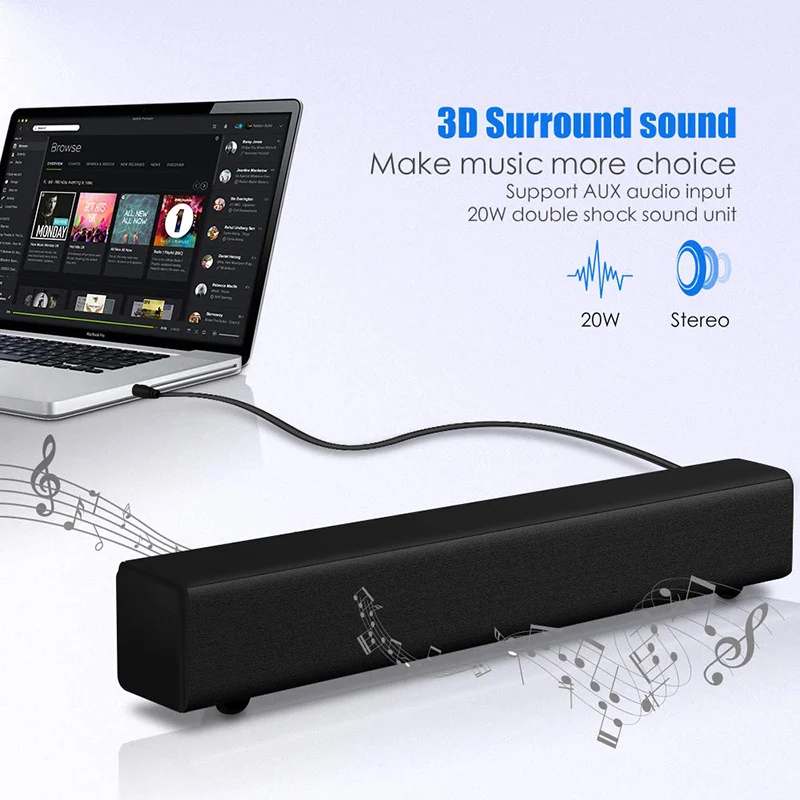 Bluetooth Саундбар беспроводной и проводной объемный стерео динамик HD аудио, портативный домашний кинотеатр тв динамик Встроенный сабвуфер