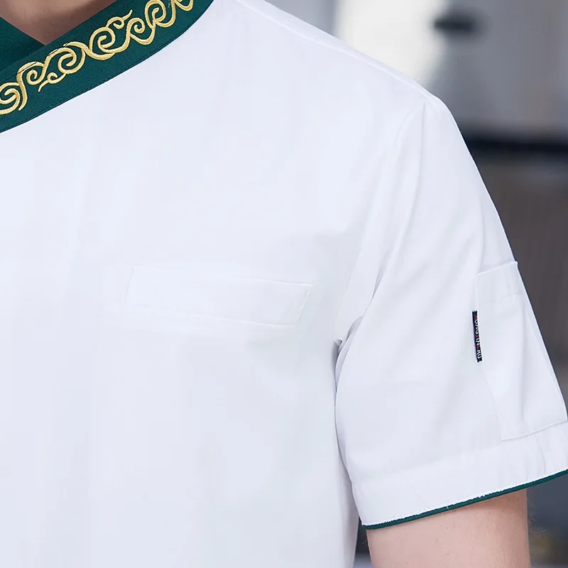 Новая форма Chefk с коротким рукавом белая куртка для шеф повара размера плюс