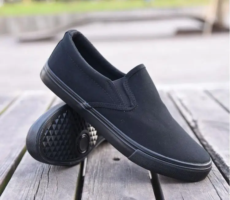 Кроссовки мужские без шнуровки Вулканизированная подошва дышащие холщовые