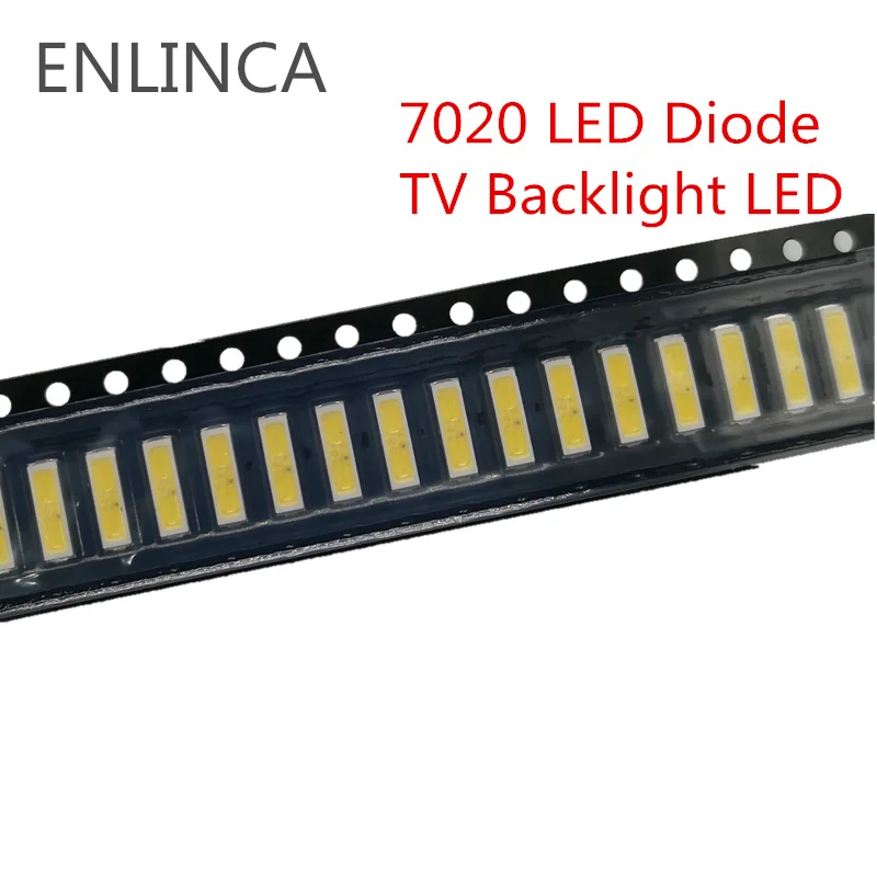 50-100 шт. SMD светодиодный 6 в 1 Вт/3 в 1 Вт Холодный белый 7020 светодиодный Диод lcd задний светильник ing Телевизор с подсветкой задний светильник светодиодный ТВ ПОДСВЕТКА