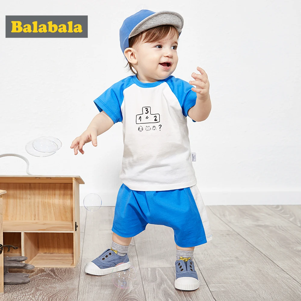 BalabalaBaby/комплект летней одежды для малышей костюм с короткими рукавами мальчиков