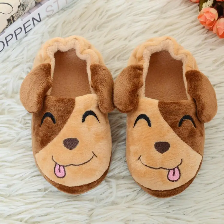 Детские домашние тапочки с милой улыбающейся собачкой теплые мягкие модные для
