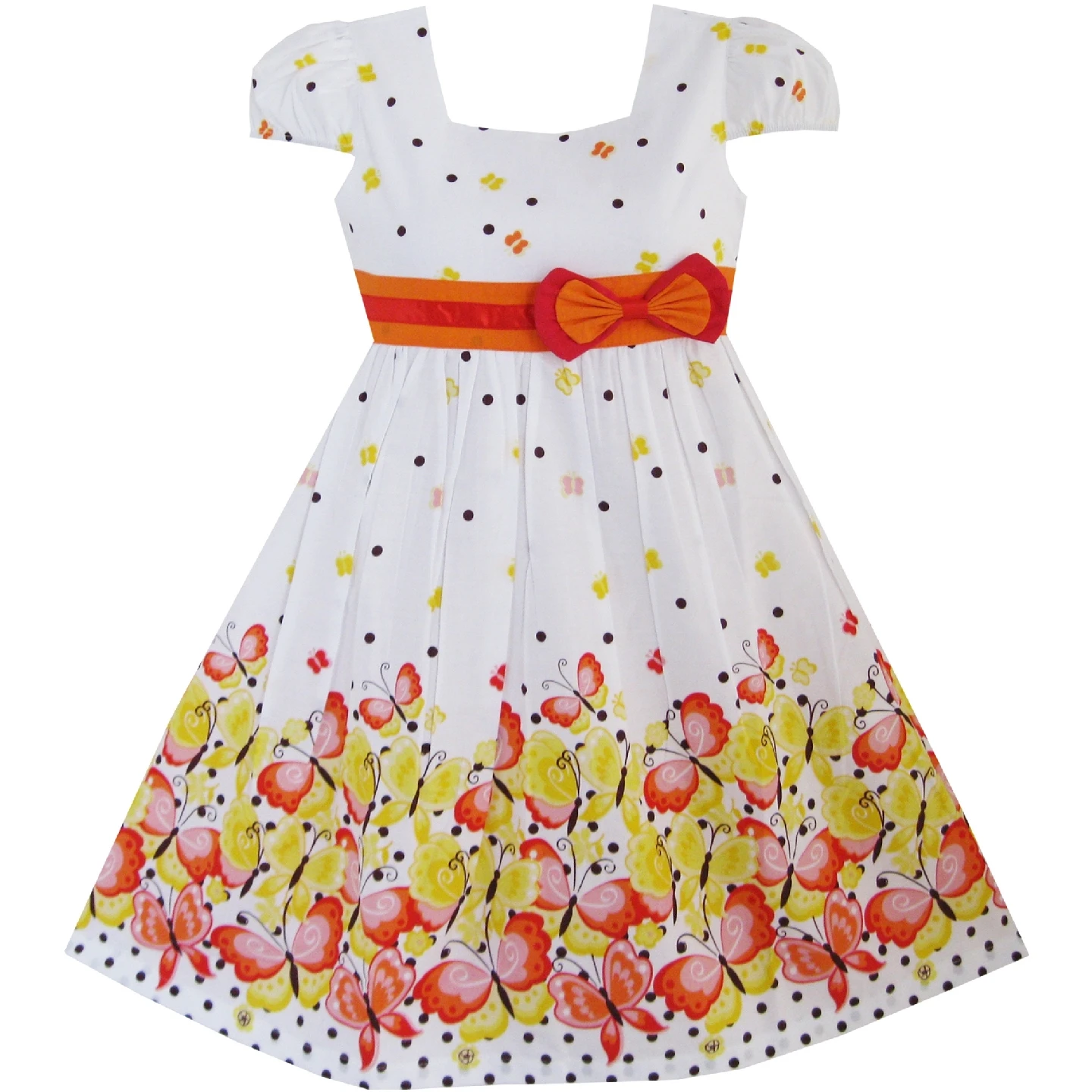 Sunny Fashion платья для девочек Синий Цветок Короткий рукав Вечеринка день рождения