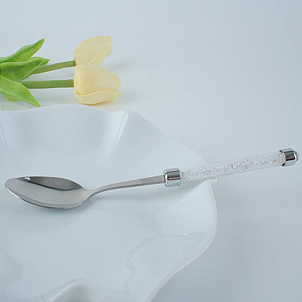 big spoon Металлические столовые приборы столовая посуда с кристаллами и бриллиантами Набор ручек вилка нож и ложка из нержавеющей стали кухонные изделия столовые ложки посуда - Цвет: big spoon