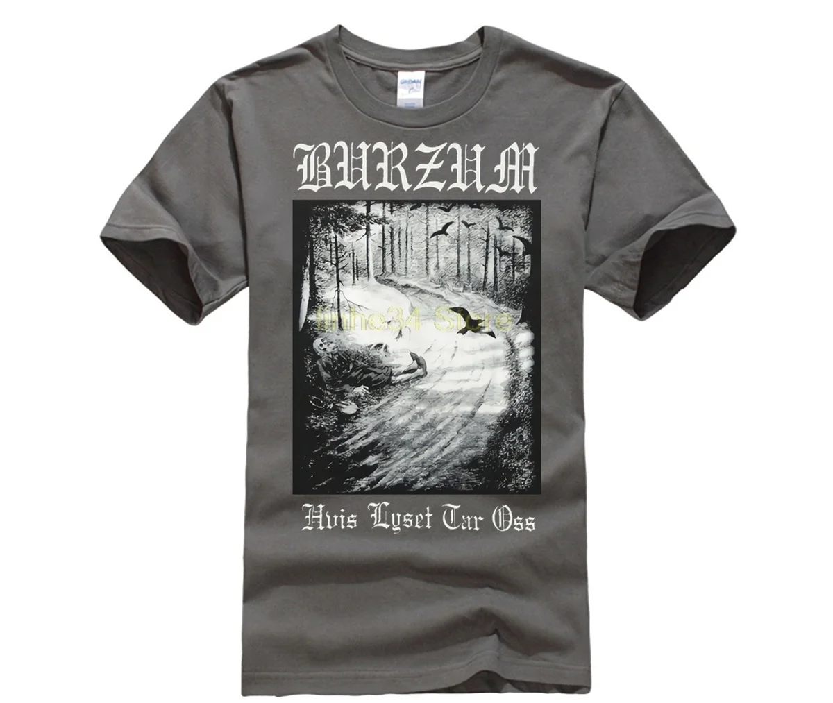 O-neck Hipster Tshirts Burzum Hvis Lyset Tar Otshirt Black Short Sleeve Men's T-shirt ( Bem166 ) Casual Cotton | Мужская одежда