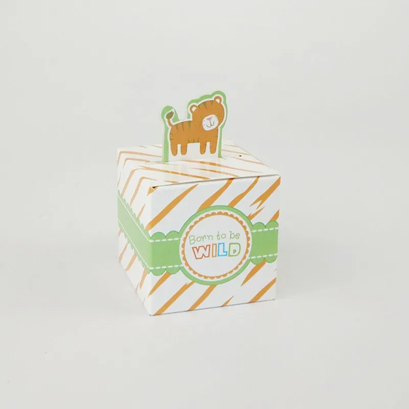 Tiger box 10 шт. детские Душ джунгли вечерние украшения сафари животные драги Конфеты Подарочная коробка на день рождения вечерние украшения Дети партии Diy Декор - Цвет: Tiger box