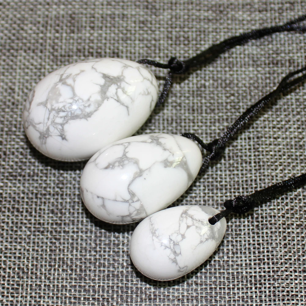 Натуральный пробуренный Белый Howlite камень Yoni яйца Бен Ва мяч для женщин Кегель