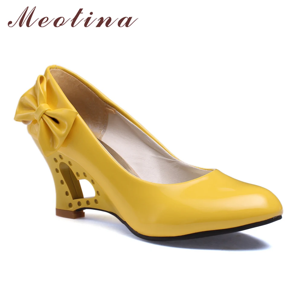Женские туфли лодочки на танкетке Meotina из искусственной лакированной кожи