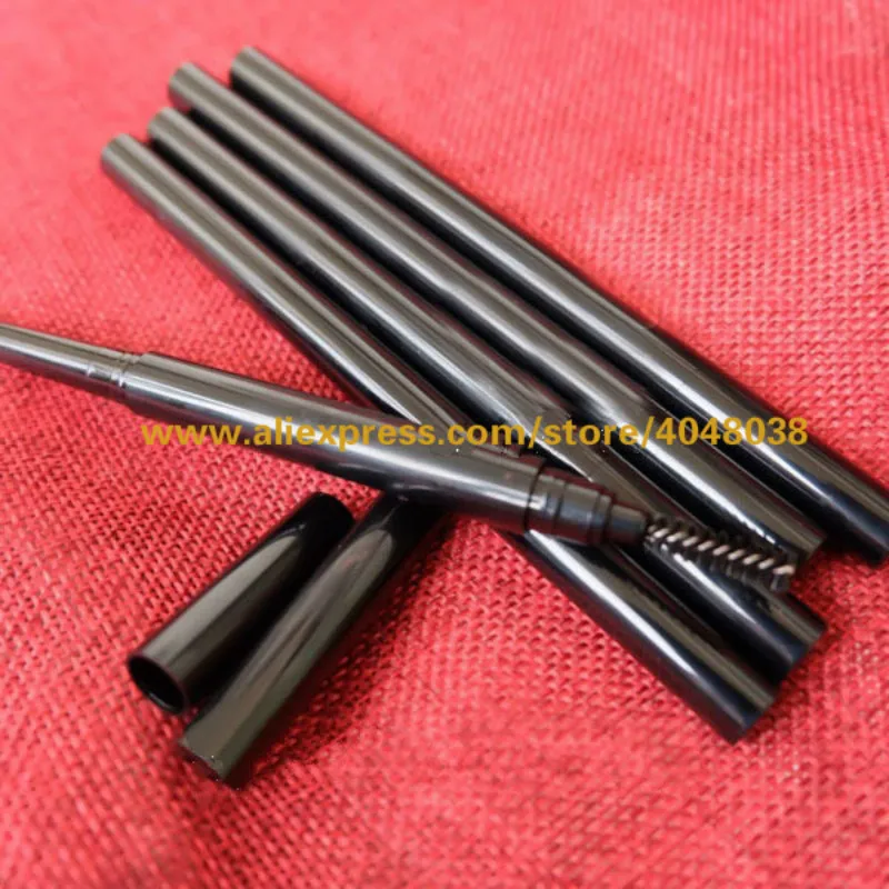 50pcs/lot Empty Black Plastic DIY Eyebrow Pencil with Brush Double-edge Cosmetic Eyebrow Pen Cosmetic Makeup Tool