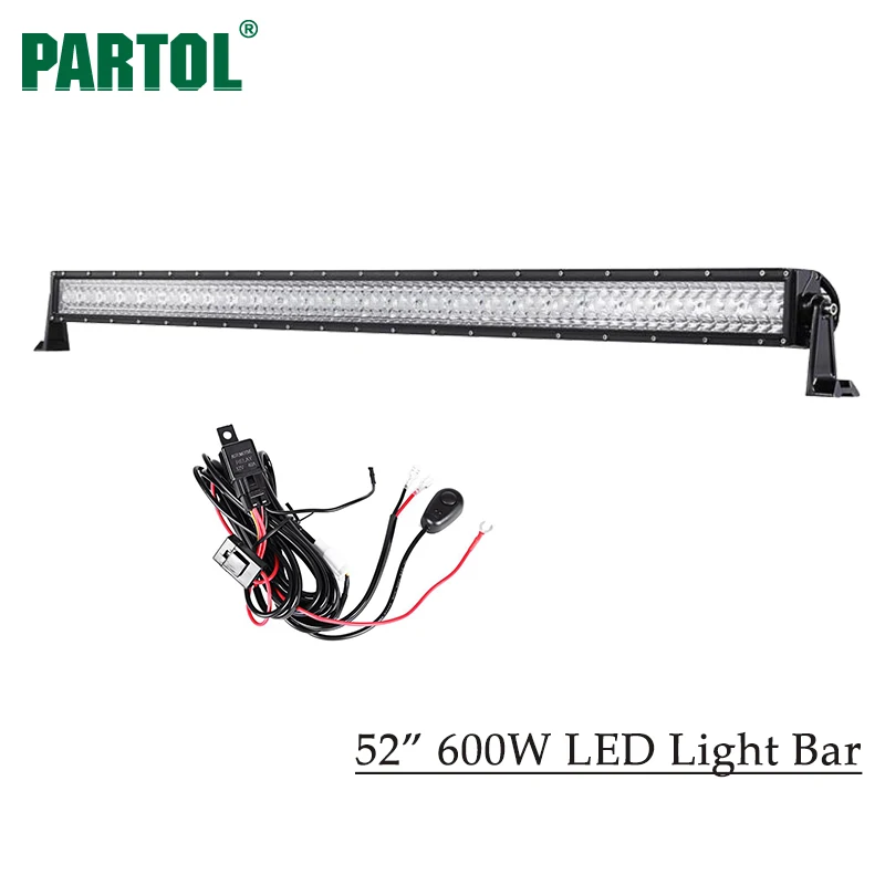 Partol 14 22 32 42 52 50 дюймов 144W 240W 360W 480W 600W 576W 3 ряда прямой светодиодный светильник бар рабочий светильник для бездорожья 4WD 4x4 лодка автомобиль - Цвет: 52 inch 600W