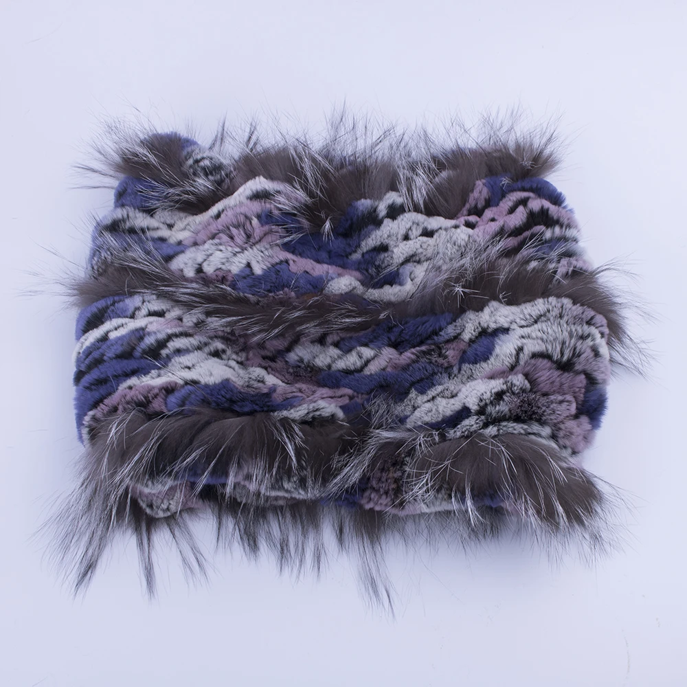 

YCFUR Ring Scarf Women Knit Real Rex Rabbit Fur Scarves Wraps Female Winter Neck Warmer Scarf Ladies