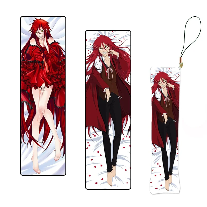 Черный Дворецкий японского аниме Грелл Sutcliff &amp Sebastian Mini Dakimakura брелок-подушка