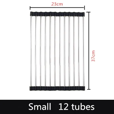 Small 12 tubes black Кухонный слив, сушилка для посуды, органайзер для раковины, держатель для полки, складное хранение, кухонные принадлежности, фруктовое блюдо для овощей, сушилка - Цвет: Small 12 tubes black