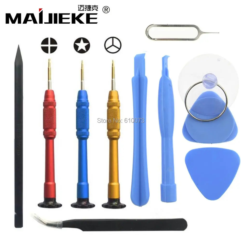 

11 in 1 Screen Repair Tool Kit Opening Pry Screwdriver Set For iPhone X 8 7 6s 6 plus 5 5s 4s Y000 Tri Point Pentalobe Phillips