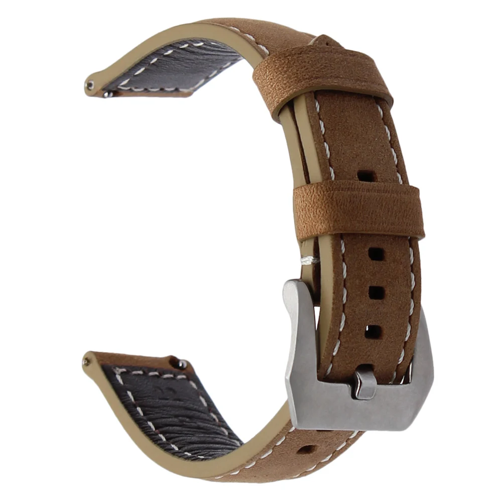 Light Brown S 22 мм быстросъемный ремешок для часов Casio Seiko Citizen Hamilton, итальянский ремешок из натуральной кожи, стальной ремешок с пряжкой, коричневый - Цвет ремешка: Light Brown S