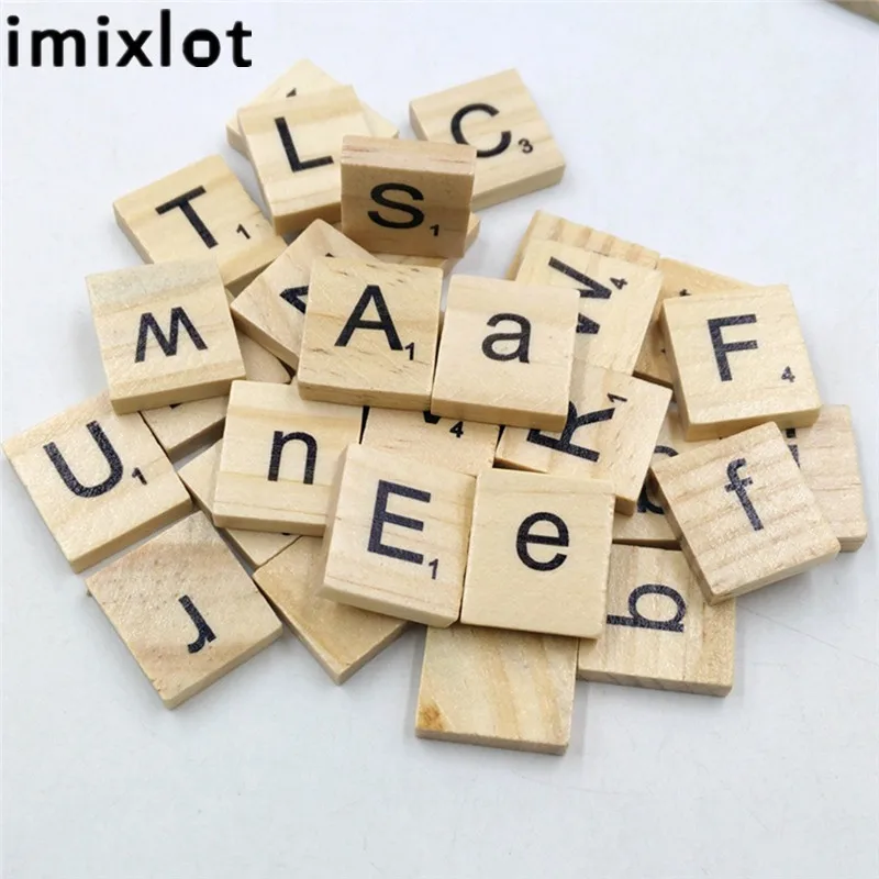 Imixlot Новый дизайн 100 шт./лот Деревянный Алфавит скрабл плитки черные буквы и цифры