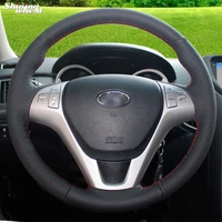 bannis hand stitched black leather car steering wheel cover for hyundai rohens coupe 2009 rohens coupe