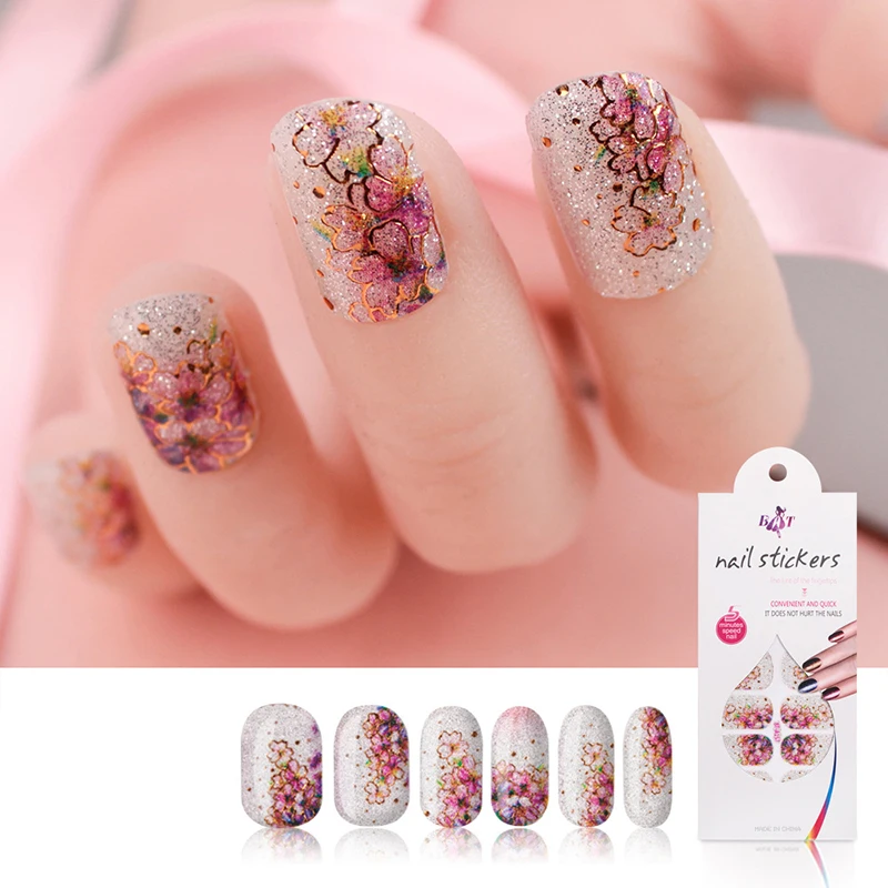 5pcs Nail Stickers Sets Flower Decals Water Transfer Fingernail Decoration | Красота и здоровье