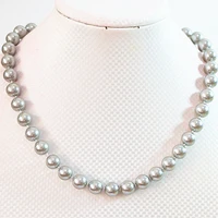 silver color shell simulated pearl 8mm 10mm 12mm 14mm round beads necklace free shipping elegant women jewelry making 18inchb640