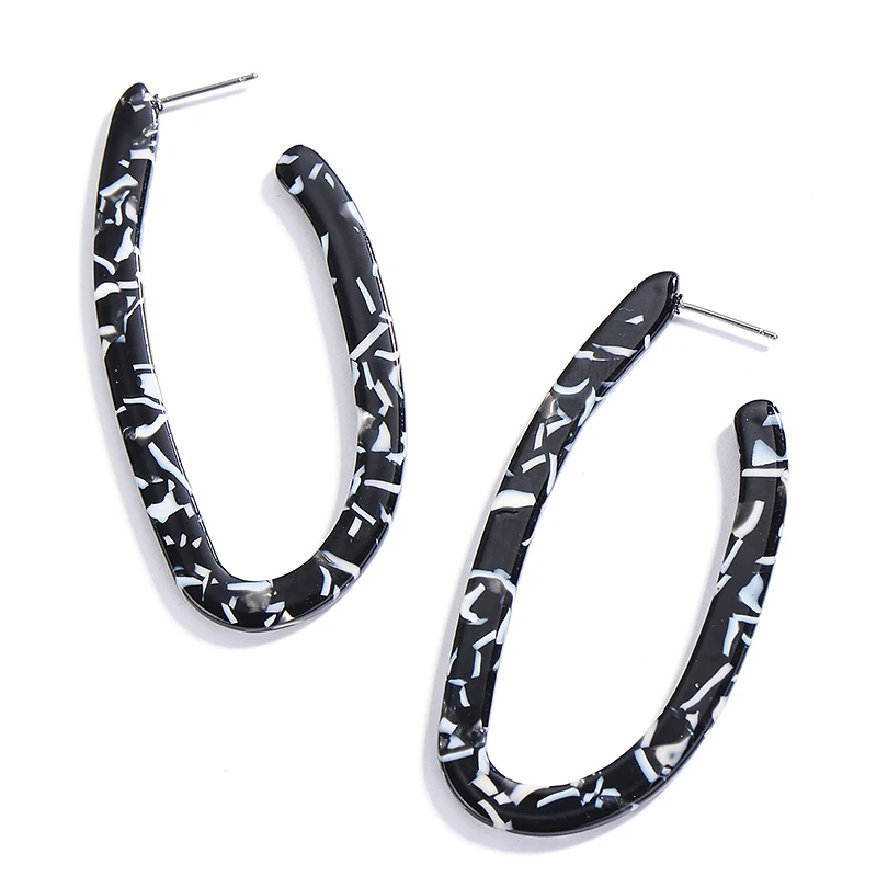 Винтажные большие овальные акриловые серьги-гвоздики для женщин 2019 новые