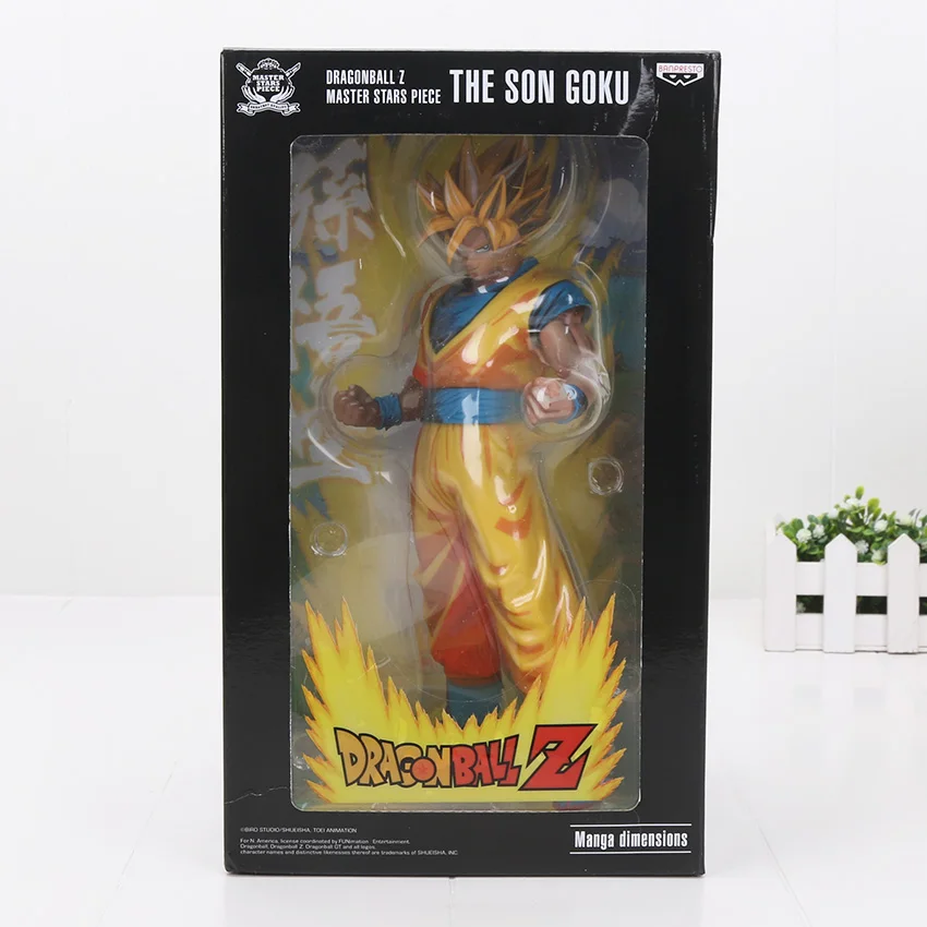 yellow goku with box 26 см Dragon ball Z фигурка MSP Master Stars Piece Vegeta Trunks vegetto Сон Гоку черный шоколад ГОКу ПВХ фигурка игрушка - Цвет: yellow goku with box