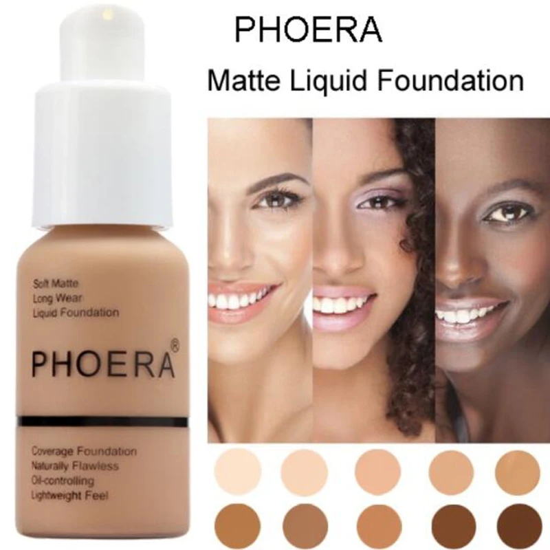 PHOERA 30 мл матовый Жидкий тональный крем для лица SPF 30 стойкий макияж покрытие основа натуральное масло контроль консилер Maquiagem