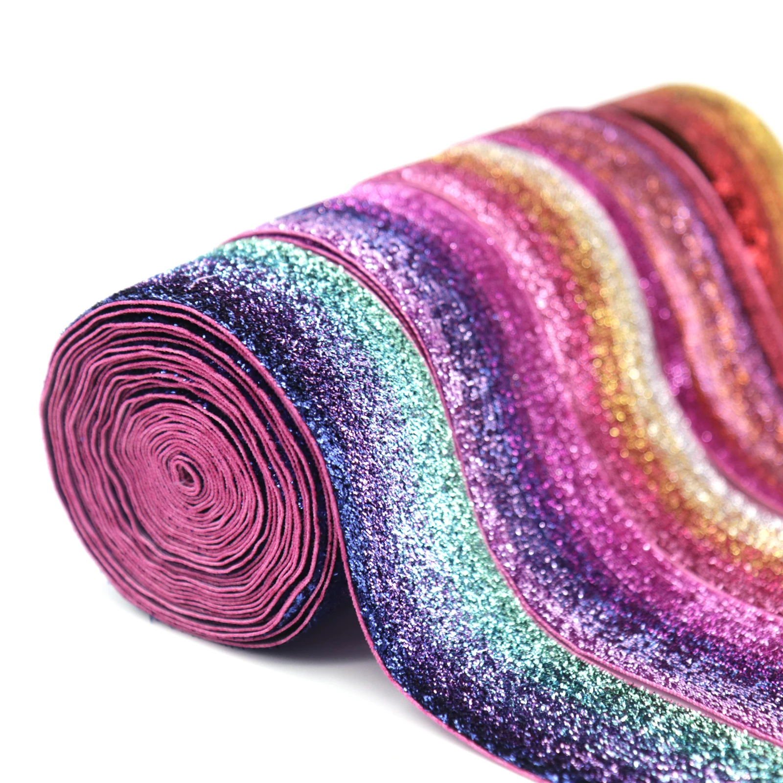 

1pc 5Yard 38mm Glitter Velvet Ribbon Wedding Christmas Decoration Colorful Rainbow Gift Box Ribbon DIY Sewing Fabrics Supplies