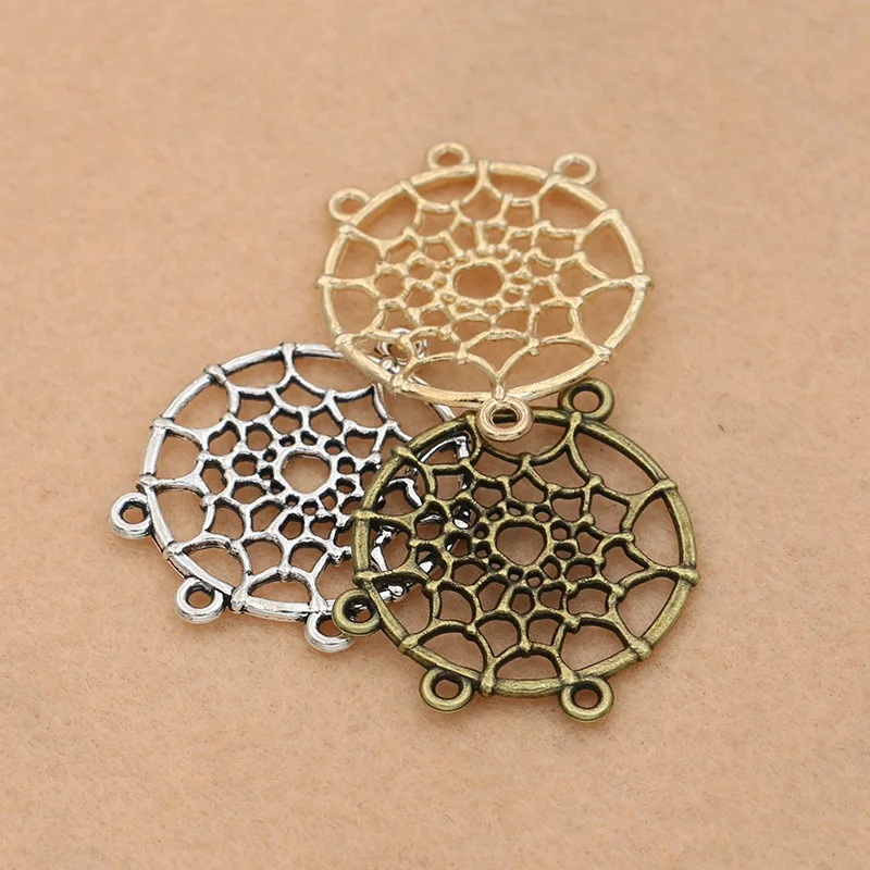 8 шт. античный посеребренный Ловец снов шармы подвески браслеты ожерелья