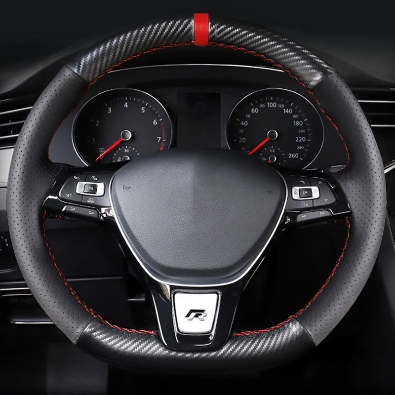 Для volkswagen Passat B8- кожаное рулевое колесо крышка оплетка Авто Крышка с иглы и нитки салонные набор аксессауров для кукольного домика