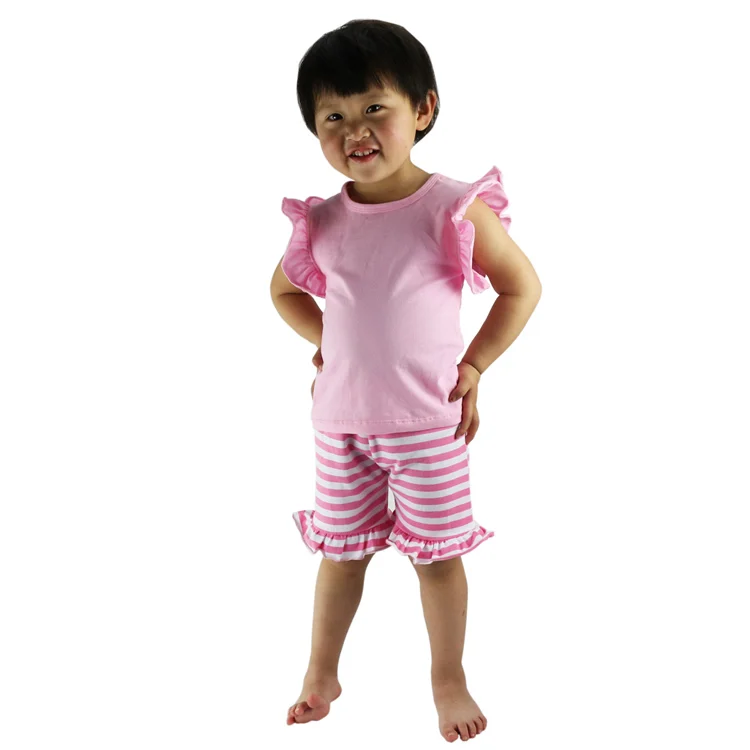 Хлопковые детские шорты с оборками в полоску для маленьких девочек вязаные