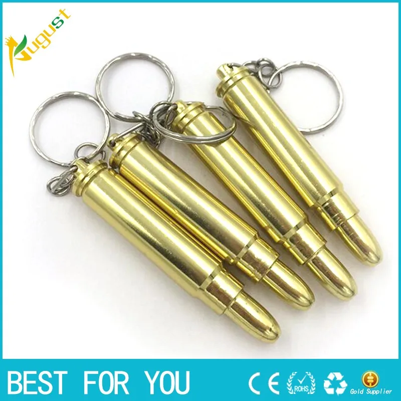 100 шт./лот мини забавная пуля металлическая трубка для курения брелок Золотой