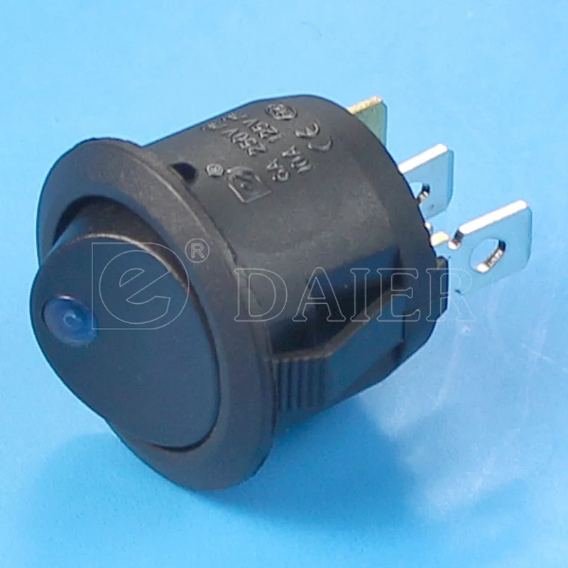 Круглый Кулисный Переключатель Вкл. Выкл. 3 PIN SPST 10A 125VAC 6A 250VAC Переключатели однополюсный с 12 V/220 V светодиодный свет KCD1-5-101EN