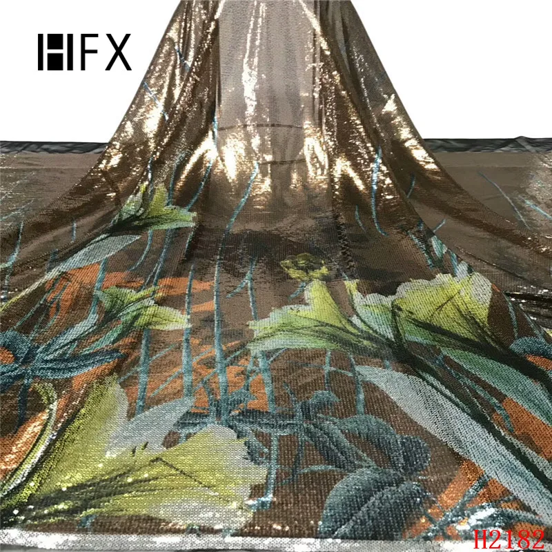 HFX африканская кружевная ткань с блестками, высокое качество, нигерийская кружевная ткань, королевские синие французские вечерние кружевные ткани с цветами F2182