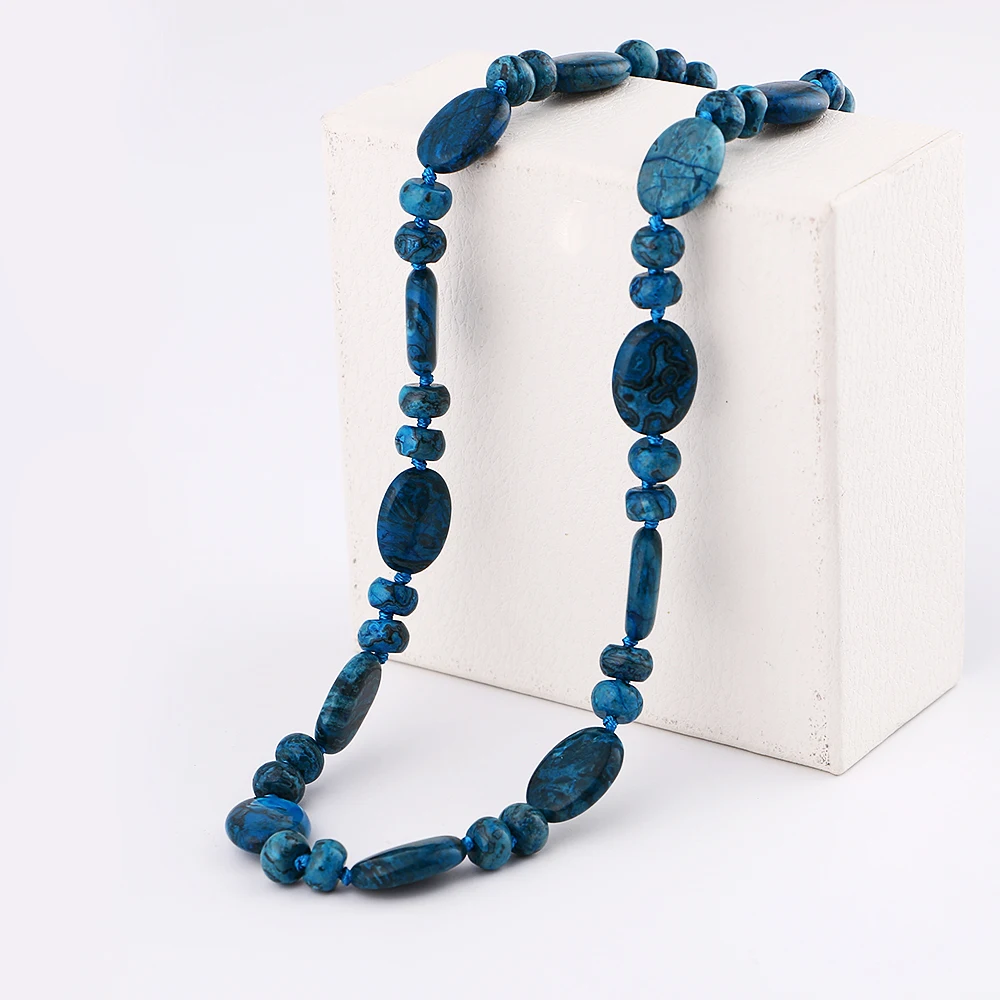 Юмбен синее Бирюзовое Ожерелье мощность натуральный кристалл женские ювелирные