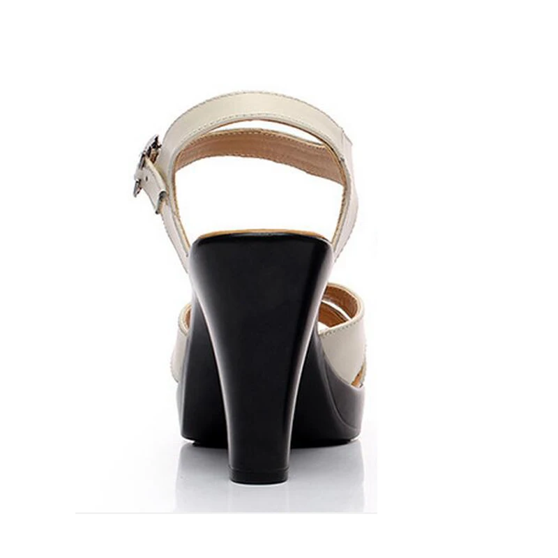 

BEYARNE Summer shoes high heeled sandals 2018 new genuine leather shoes Fashion sandals comfortable women shoes summer sandals