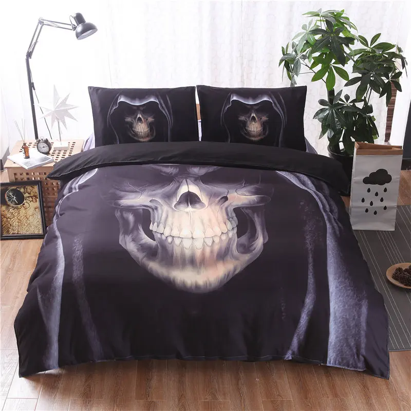 

Fashion Home Bedding Set luxury Skull pattern 3pcs Family Set Include Duvet Cover Pillowcase Bedroom Decoration Full Size Duvets