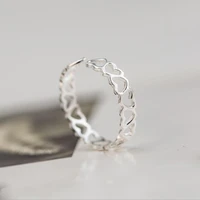 new popular silver plated jewelry fine small fresh fashion simple heart shaped love hollow opening rings r033