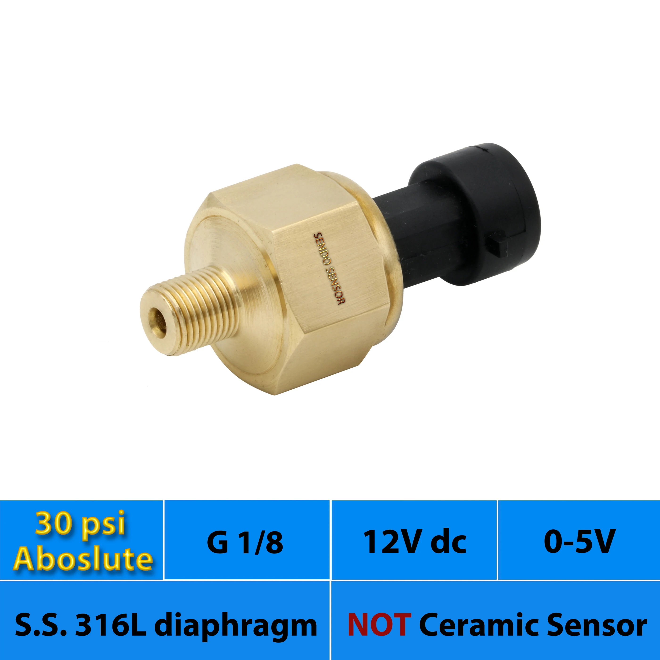 Датчик давления 12Vdc 24Vdc 30 фунтов/кв. дюйм 2bar 200Kpa абсолютная на возраст от 0 до 5 V