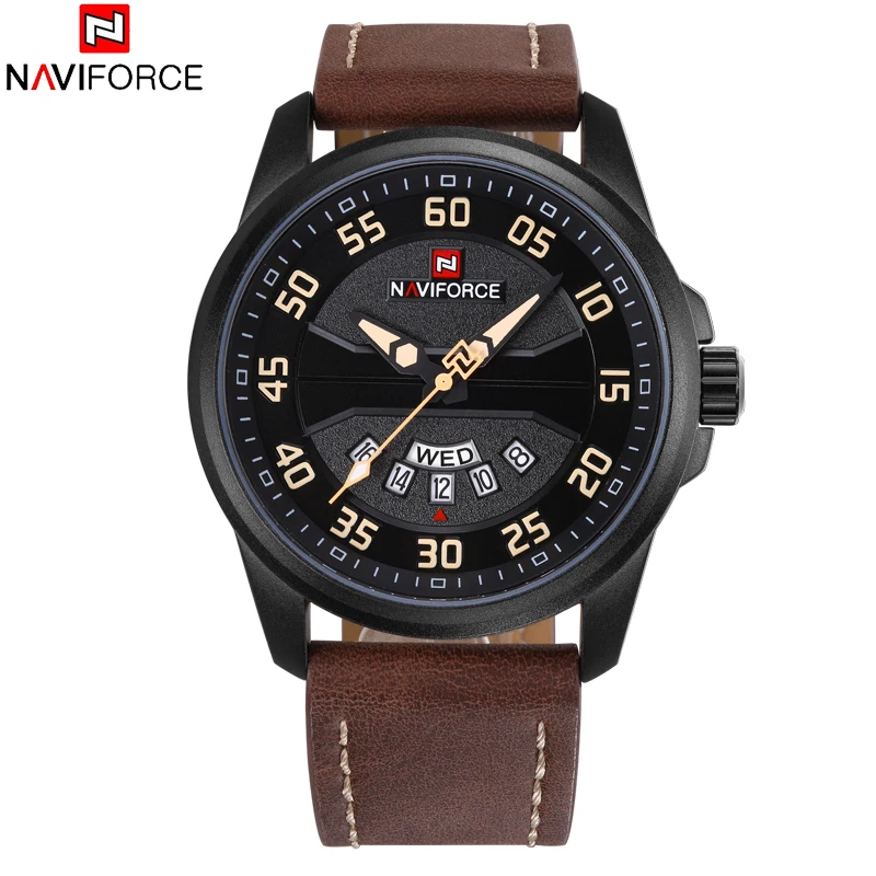 Часы NAVIFORCE мужские спортивные кварцевые водонепроницаемые из натуральной