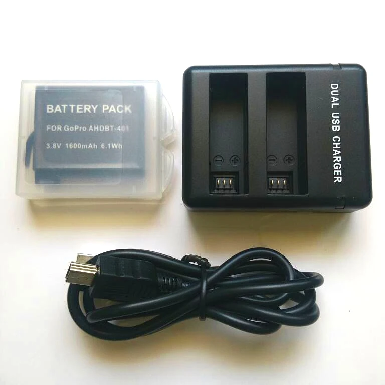 Для Gopro Hero 4 Аккумулятор 3,8 V bateria Hero 4 батарея USB двойное зарядное устройство чехол аккумулятор для Hero4 серебристый/черный аксессуары для действий