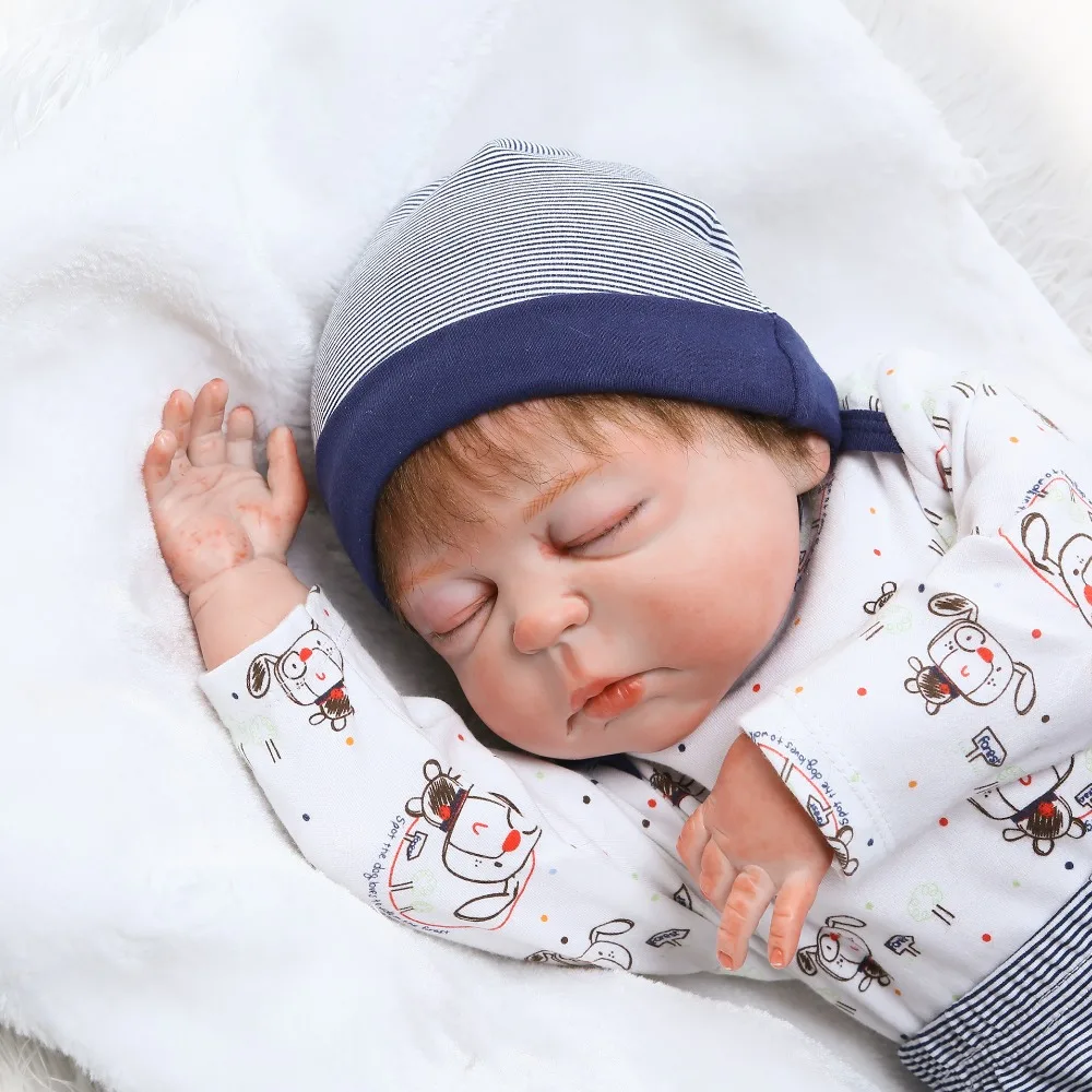 Силиконовая кукла Reborn Baby 55 см 22 дюйма Реалистичная для новорожденных с закрытыми