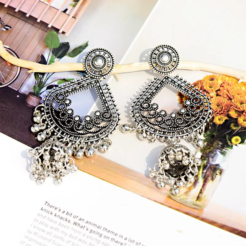 OIQUEI 2019 богемные антикварные Большие колокольчики Jhumka индийские этнические
