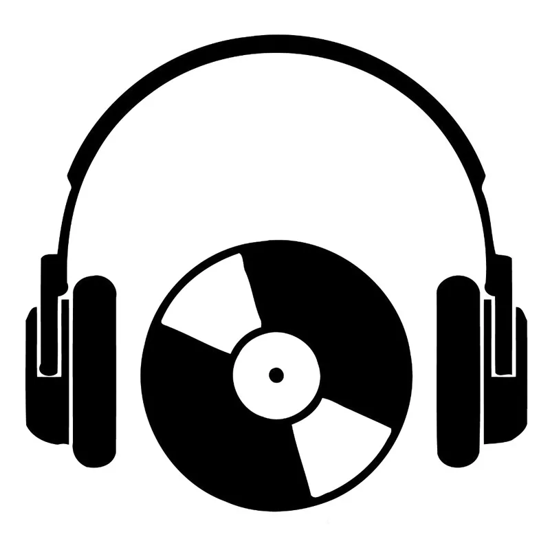 

16.1cm*15.3cm Headphones Music Car Accessories Decor Stickers Black/Silver S3-6001