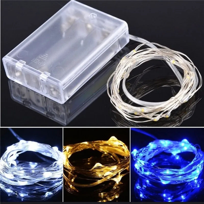 20 50 100 LED Starry String battery Lights Fairy Micro LED Transparent Copper/Silver Wire for Party Christmas Wedding 9 colors